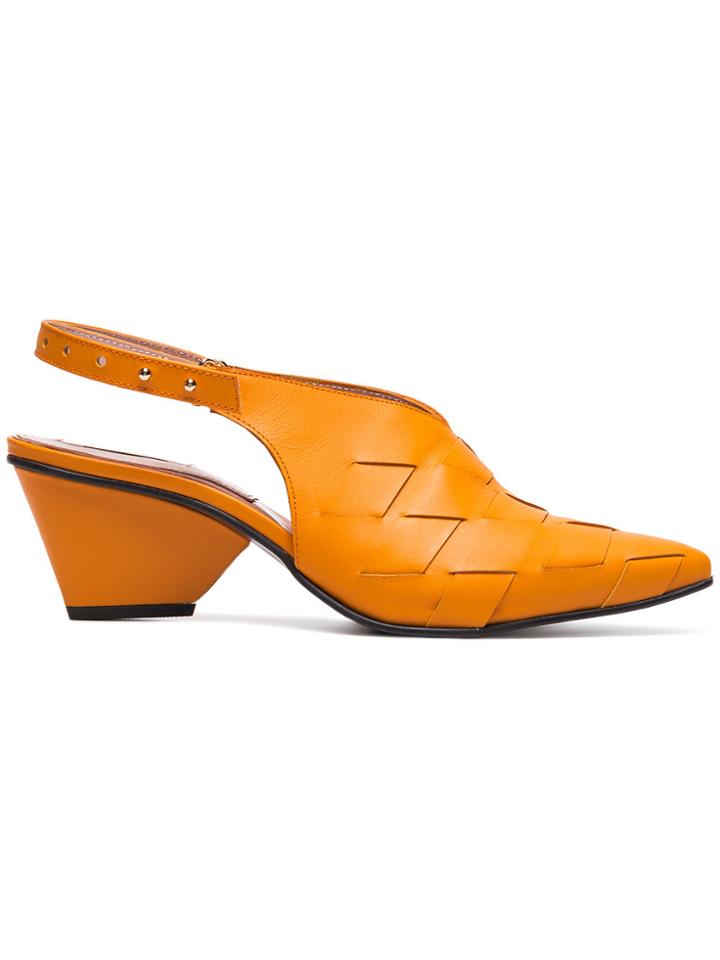 Reike Nen Woven Leather 60 Slingback Pumps - Yellow & Orange