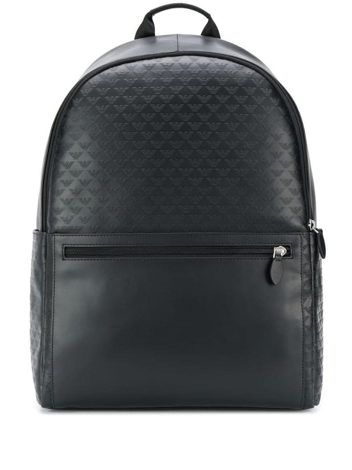 Emporio Armani Embossed Eagle Logo Backpack - Black