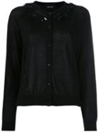 Simone Rocha Neckline Embellished Cardigan, Women's, Size: Medium, Black, Silk/cashmere/merino