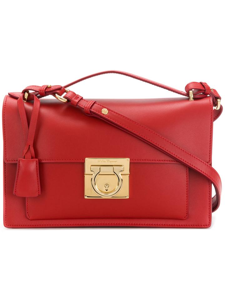 Salvatore Ferragamo Gancio Lock Shoulder Bag - Red