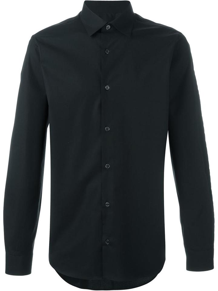 Z Zegna Plain Shirt, Men's, Size: 39, Black, Cotton/spandex/elastane