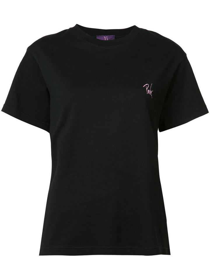 Y's Chest Slogan T-shirt, Women's, Size: 1, Black, Cotton