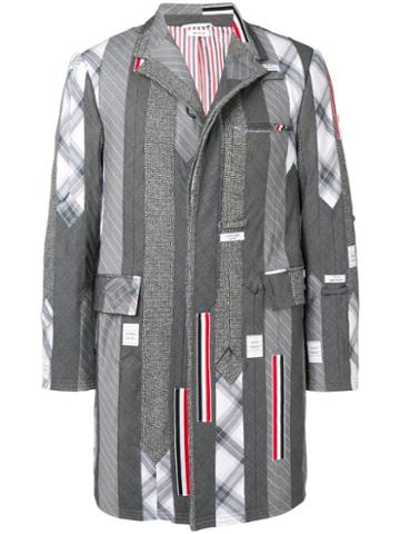 Thom Browne Tie Inserts Single Breasted Coat - Grey