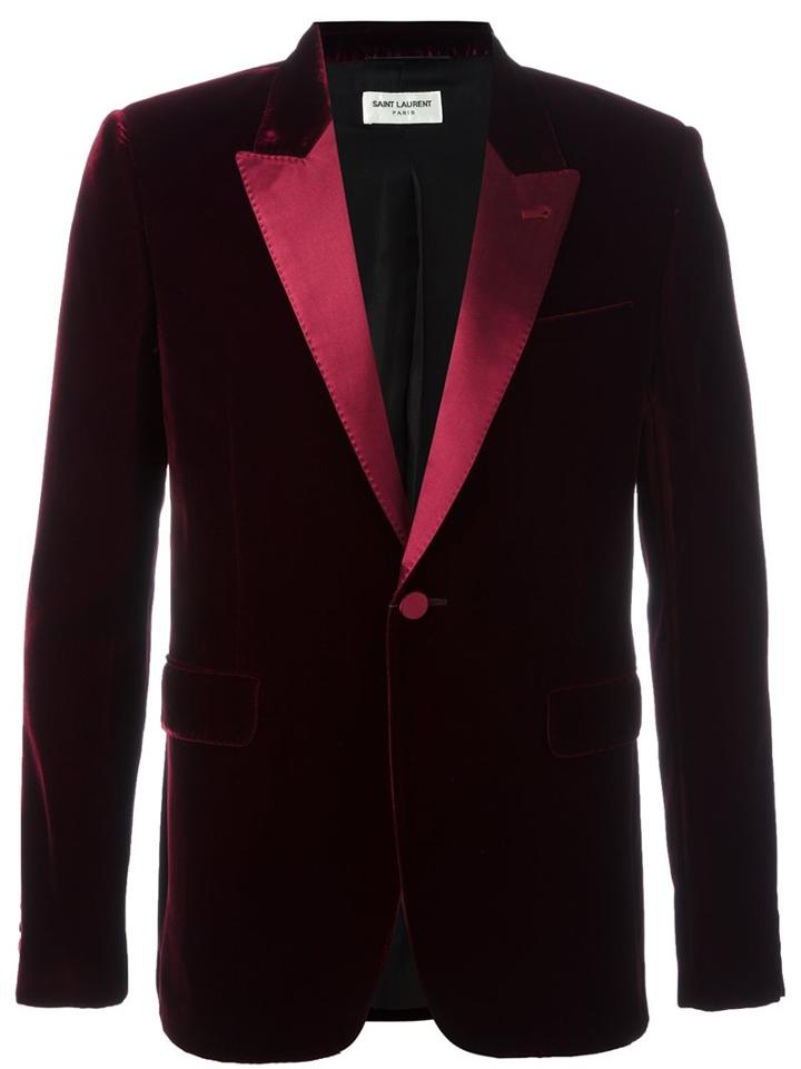 Saint Laurent 'iconic Le Smoking 70's' Blazer, Men's, Size: 48, Red, Viscose/cupro/cotton/silk