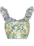 All Things Mochi Selina Ruffle Trim Crop Top - Green