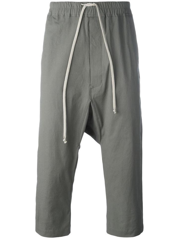 Rick Owens Drop-crotch Cropped Trousers, Men's, Size: 48, Grey, Cotton/rubber