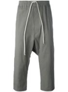 Rick Owens Drop-crotch Cropped Trousers, Men's, Size: 48, Grey, Cotton/rubber