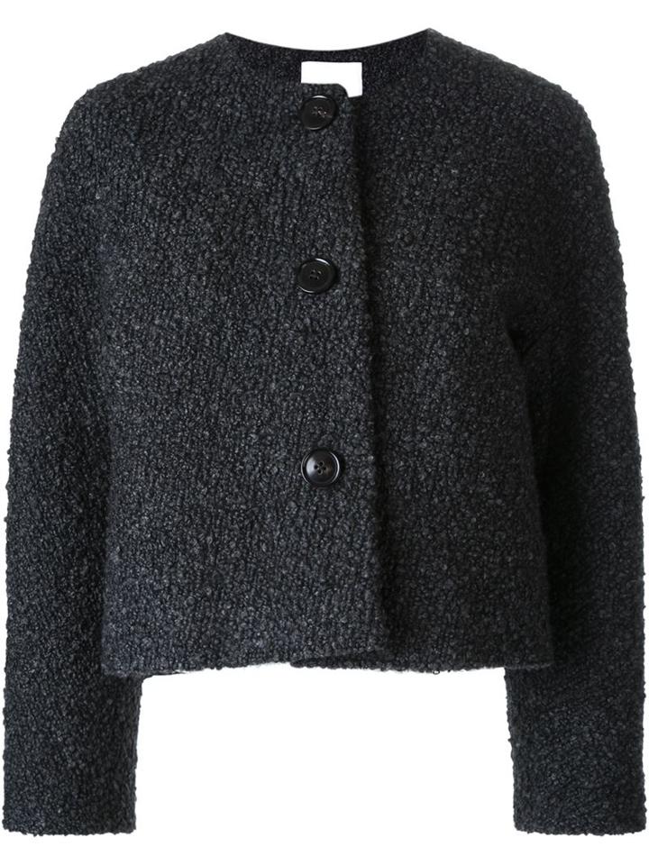 Scanlan Theodore Bouclé Knit Jacket, Women's, Size: Large, Grey, Wool