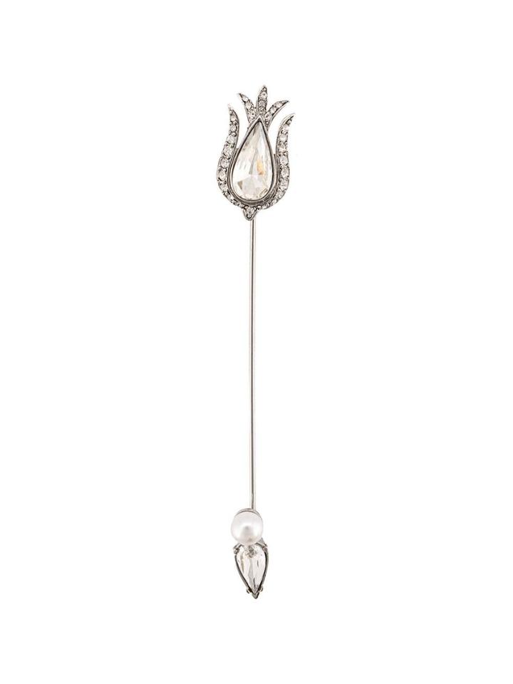 Oscar De La Renta Tulip Pavé Brooch - Silver