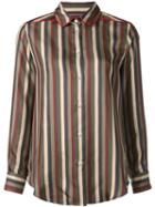 For Restless Sleepers 'leda' Striped Shirt, Women's, Size: Medium, Green, Silk