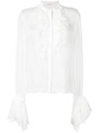 Saint Laurent Crepe Muslin Frilly Shirt - White