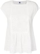 M Missoni Jacquard Cap Sleeve Peplum Top - White