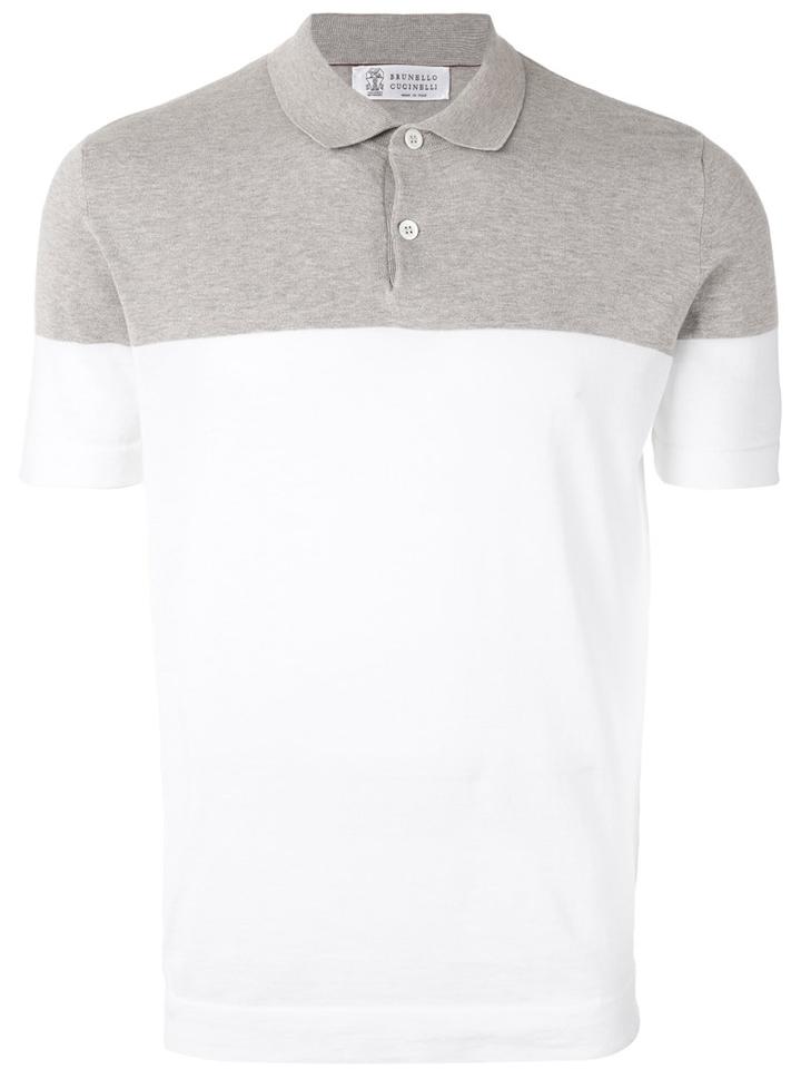 Brunello Cucinelli - Colour Block Polo Shirt - Men - Cotton - 52, White, Cotton