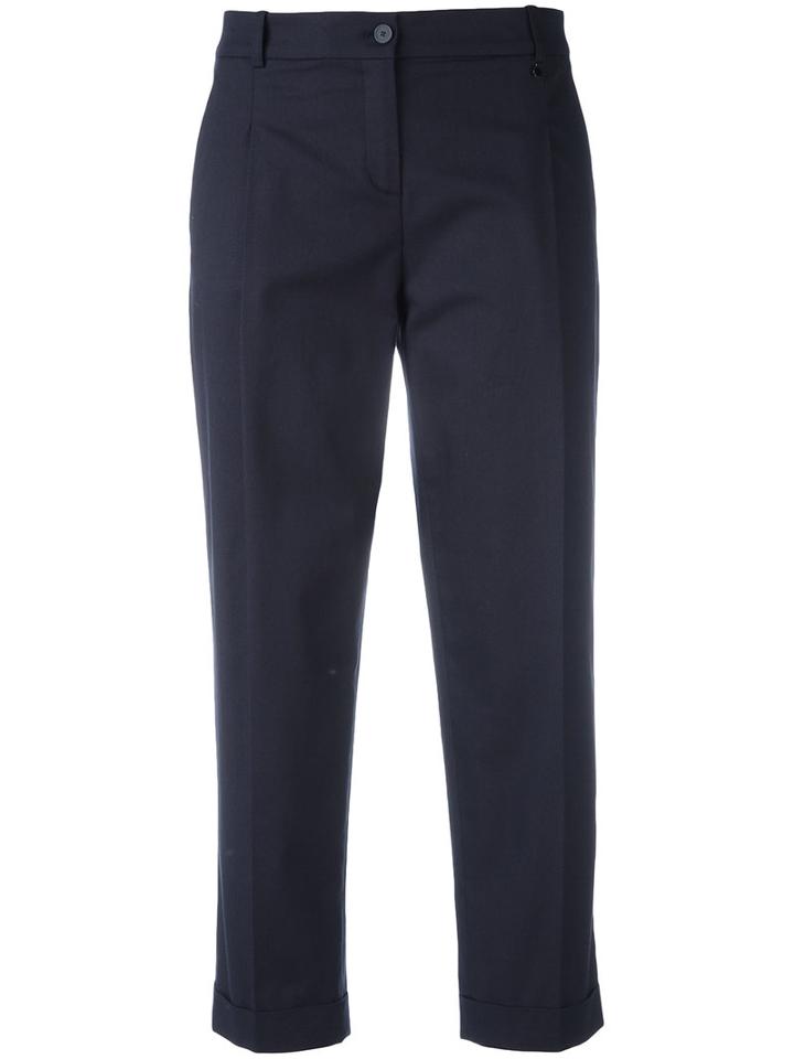 Jil Sander Navy Cropped Trousers, Women's, Size: 38, Blue, Cotton/spandex/elastane