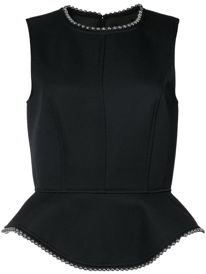 Alexander Wang - Embellished Peplum Top - Women - Polyester - 6, Black, Polyester