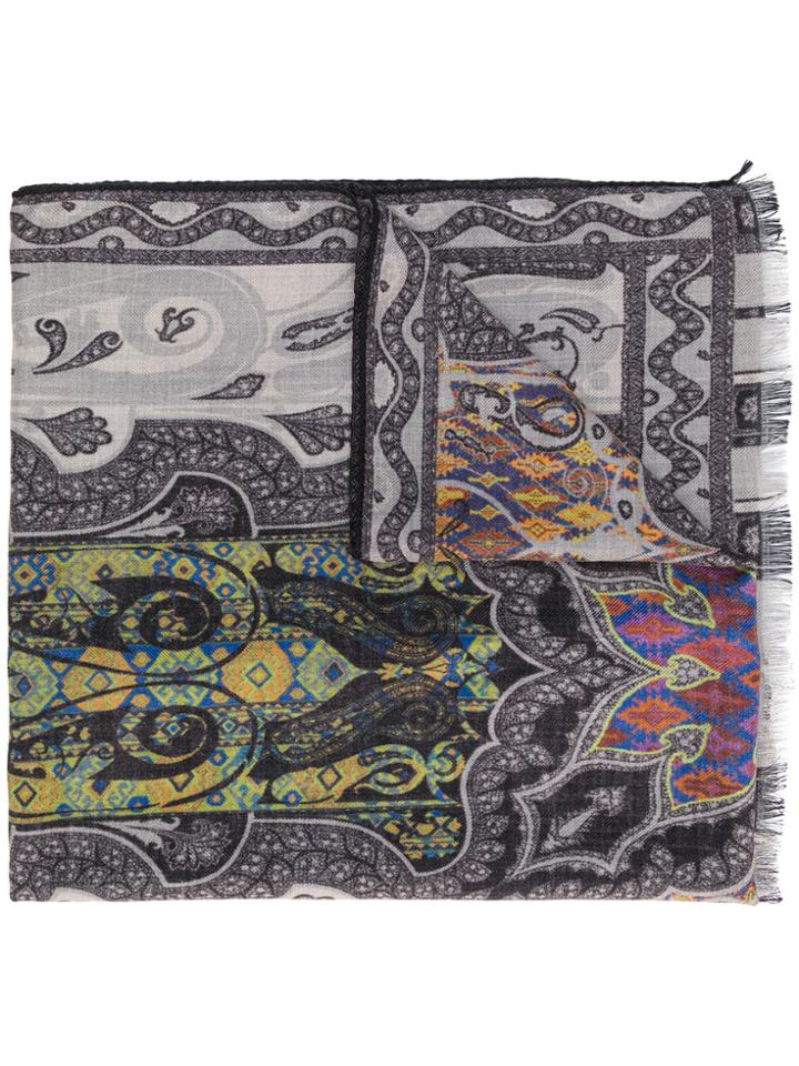 Etro Paisley Pattern Scarf - Grey