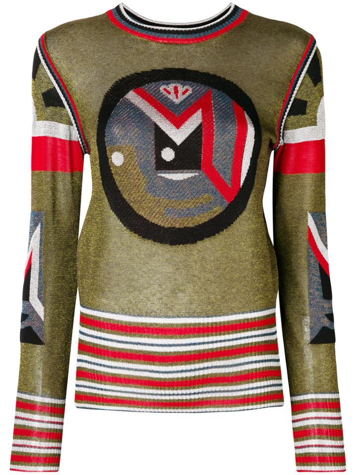 Sadie Williams Geometric Pattern Knit Sweater - Green