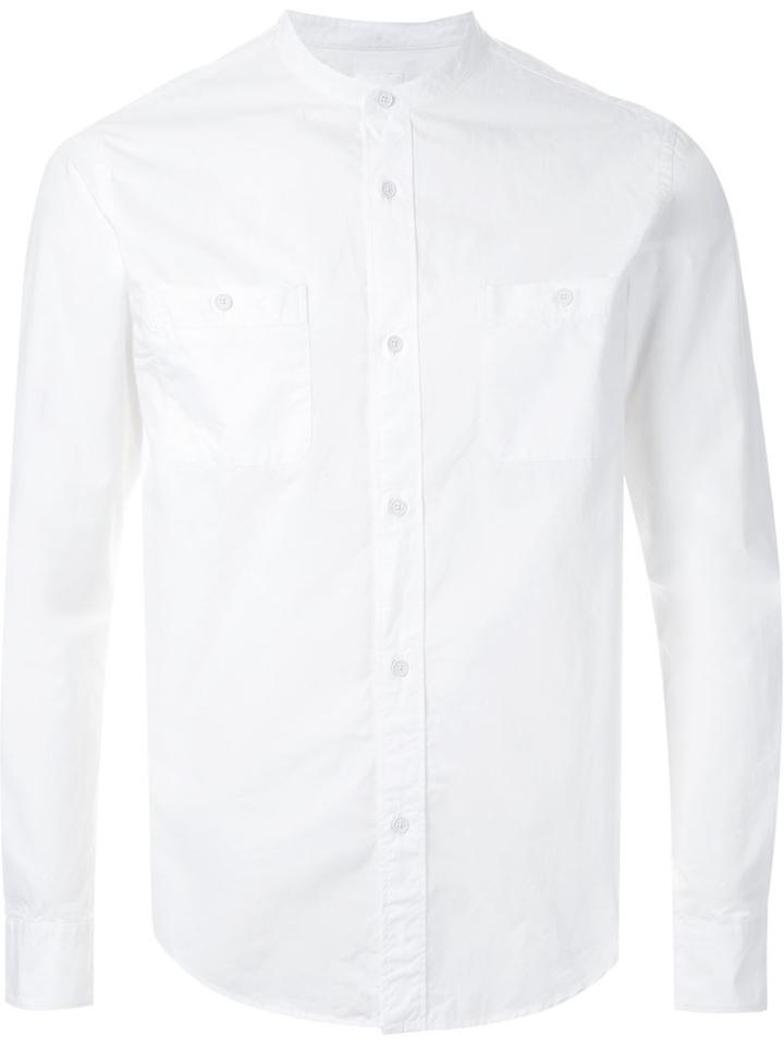 Cityshop Band Collar Shirt, Men's, Size: S, White, Cotton