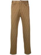 Fendi Vintage Ff Cropped Trousers - Brown