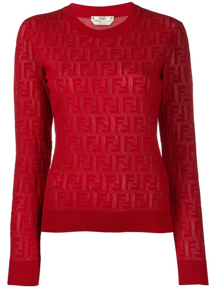 Fendi Ff Logo Jumper - Red