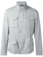 Brunello Cucinelli - High Neck Buttoned Jacket - Men - Nylon/cupro/wool - 48, Grey, Nylon/cupro/wool