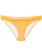 Solid & Striped Ruffle Trim Bikini Bottoms - Yellow & Orange