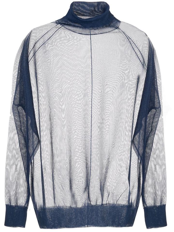 Toga Sheer Roll Neck Sweater - Blue