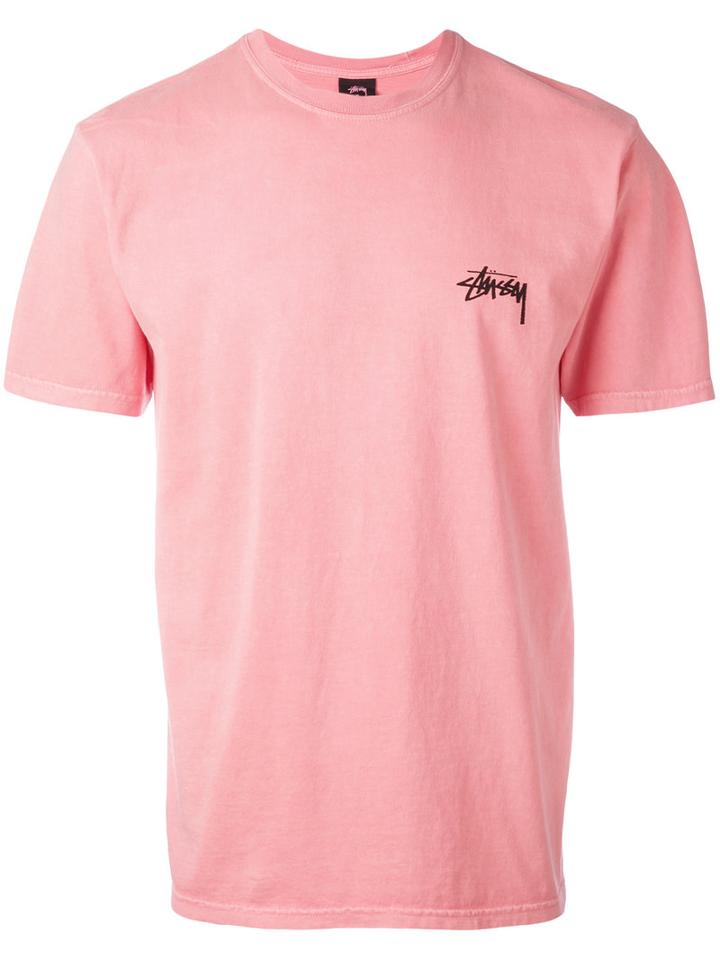 Stussy - Back Logo Print T-shirt - Men - Cotton - Xl, Pink/purple, Cotton