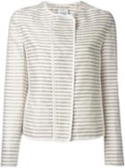 Akris Punto Striped Jacket, Women's, Size: 36, Nude/neutrals, Silk/cotton/viscose