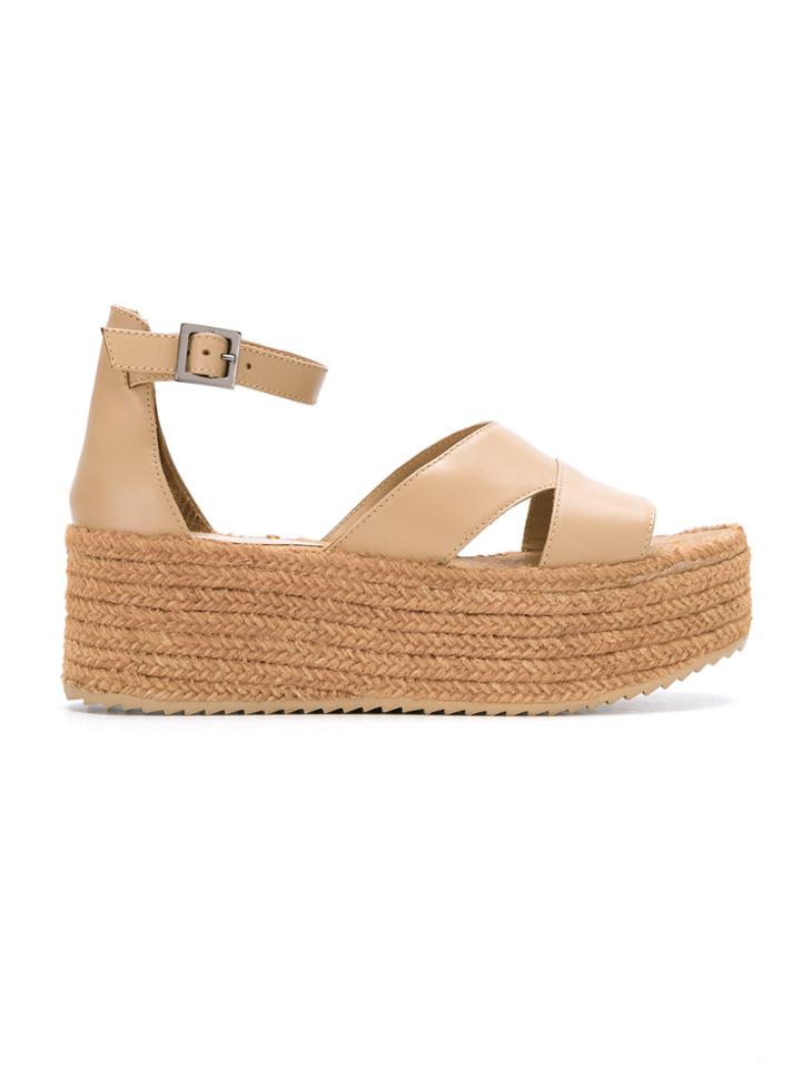 Sarah Chofakian Leather Flatform Sandals - Nude & Neutrals