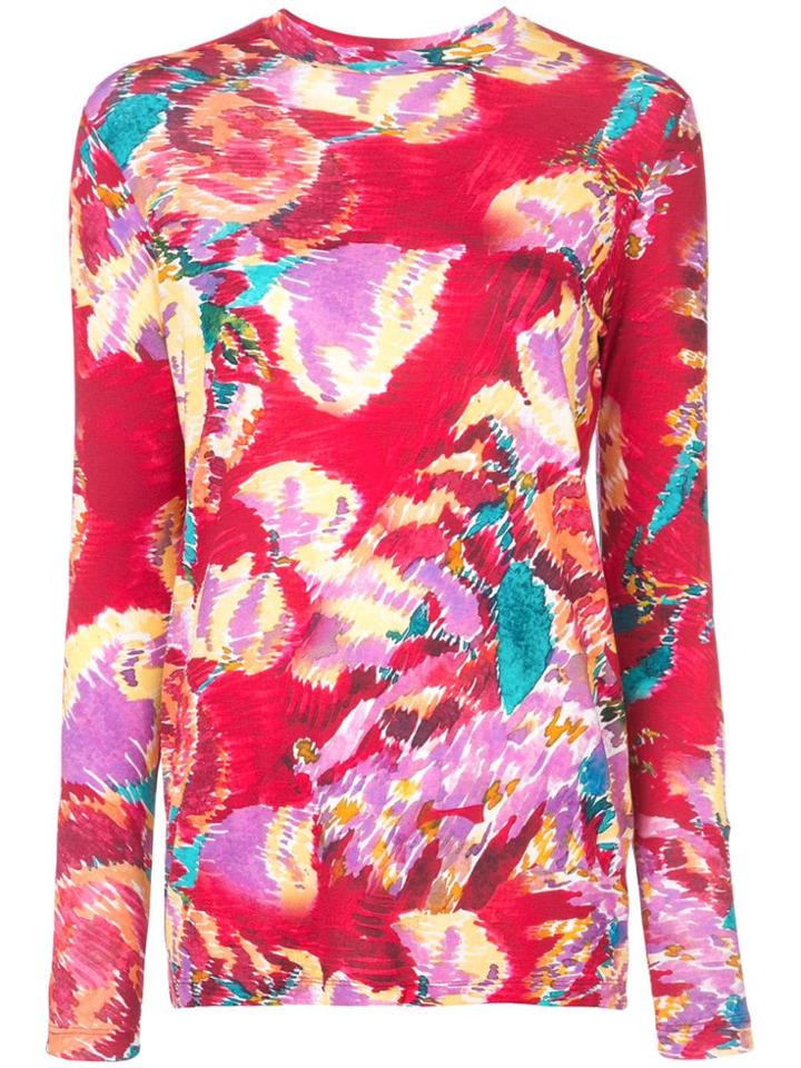 Prabal Gurung Prabal Gurung F18t02agt Red Floral Viscose/elastolefin
