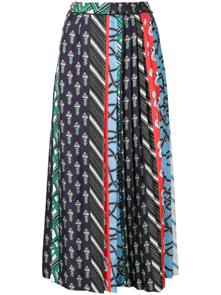 Carven Patchwork Pleat Skirt - Multicolour