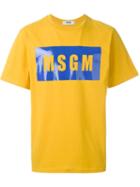 Msgm Logo Print T-shirt, Men's, Size: S, Yellow/orange, Cotton