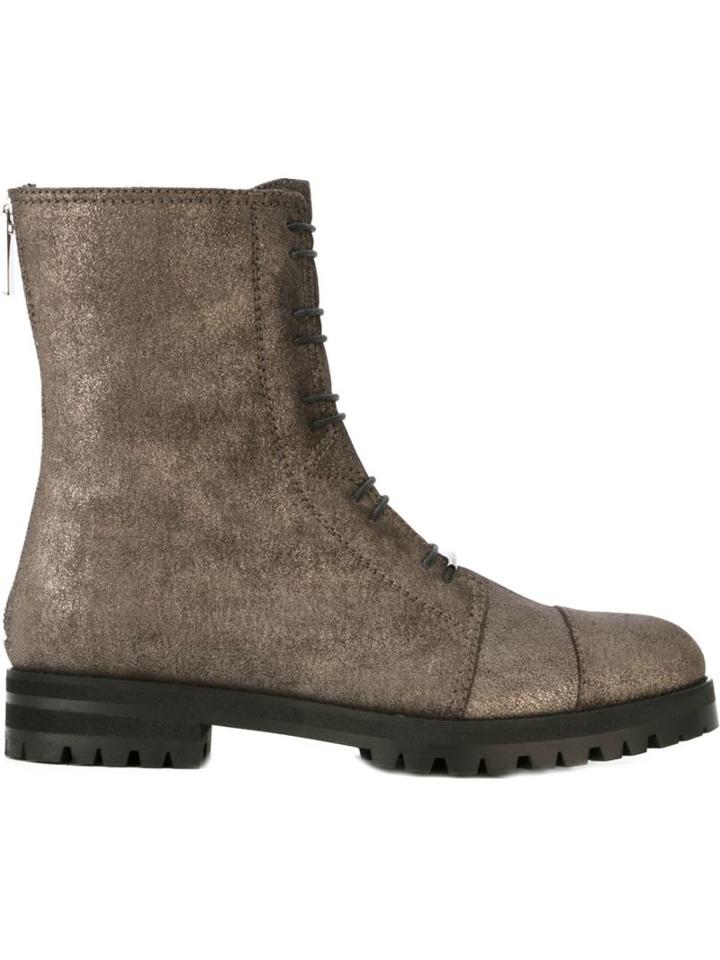 Jimmy Choo Haze Boots, Women's, Size: 40, Grey, Calf Leather/rubber/leather