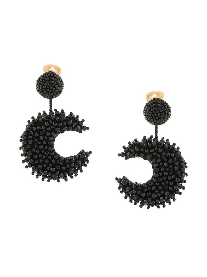 Oscar De La Renta Moon Crescent Drop Earring - Black