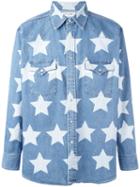 Saint Laurent Star Print Oversized Shirt, Men's, Size: Small, Blue, Cotton