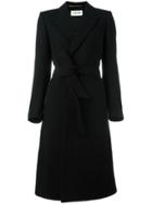 Saint Laurent Belted Long Length Coat - Black