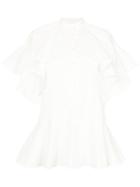 Oscar De La Renta Mandarin Collar Ruffle Shirt - White