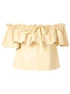 Andrea Bogosian Off The Shoulder Leather Blouse - Yellow