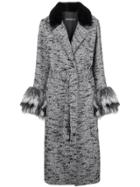 Simonetta Ravizza Fur Detail Belted Coat - Grey