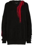 Ann Demeulemeester Contrast Detail Knit Hoodie - Black