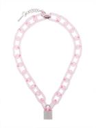 Mm6 Maison Margiela Logo Padlock Chain Necklace - Pink & Purple