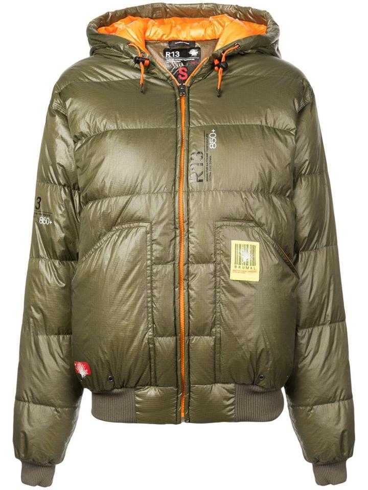 R13 Hooded Puffer Jacket - Green