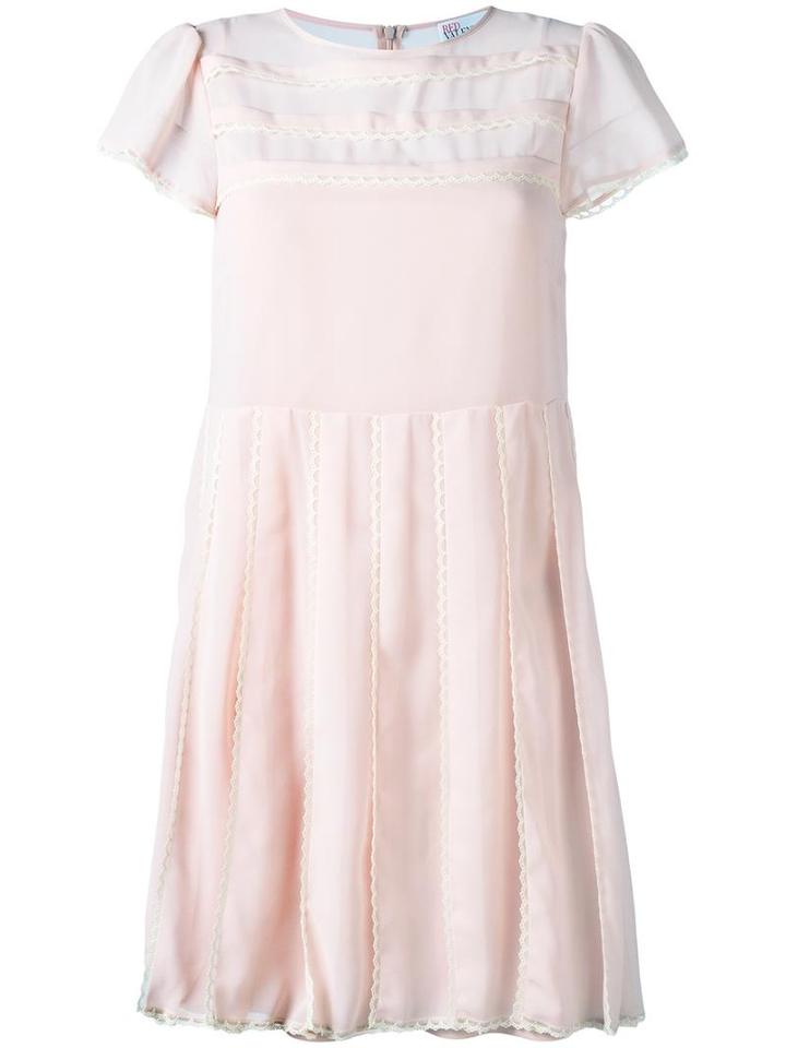 Red Valentino Pleated Chiffon Dress, Women's, Size: 44, Pink/purple, Polyester/polyamide