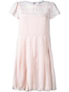 Red Valentino Pleated Chiffon Dress, Women's, Size: 44, Pink/purple, Polyester/polyamide