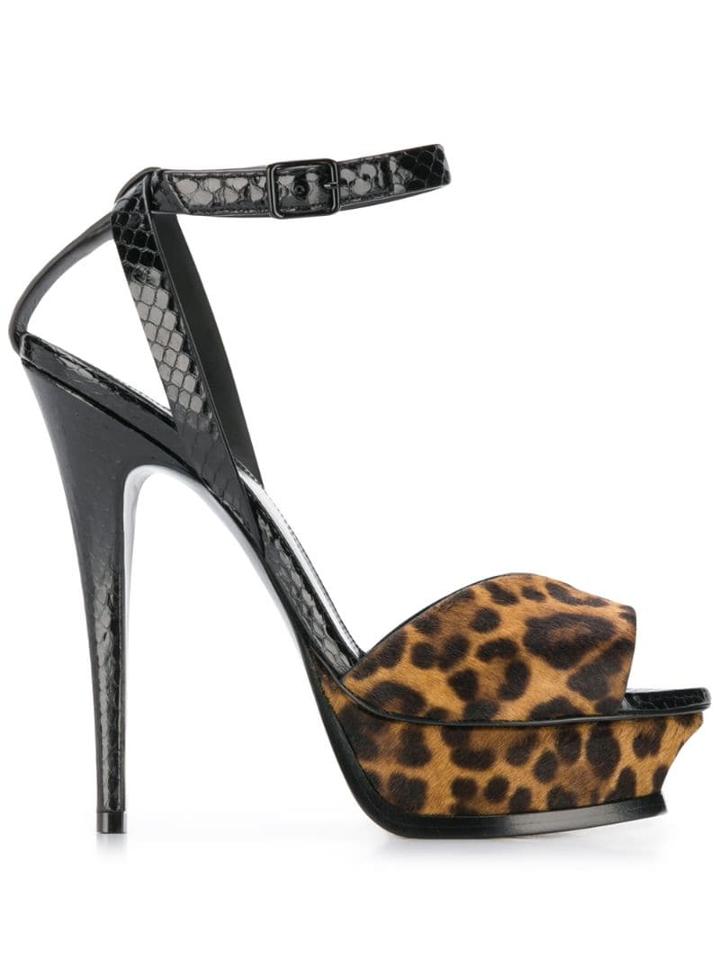 Saint Laurent Tribute 105mm Leopard-print Sandals - Brown