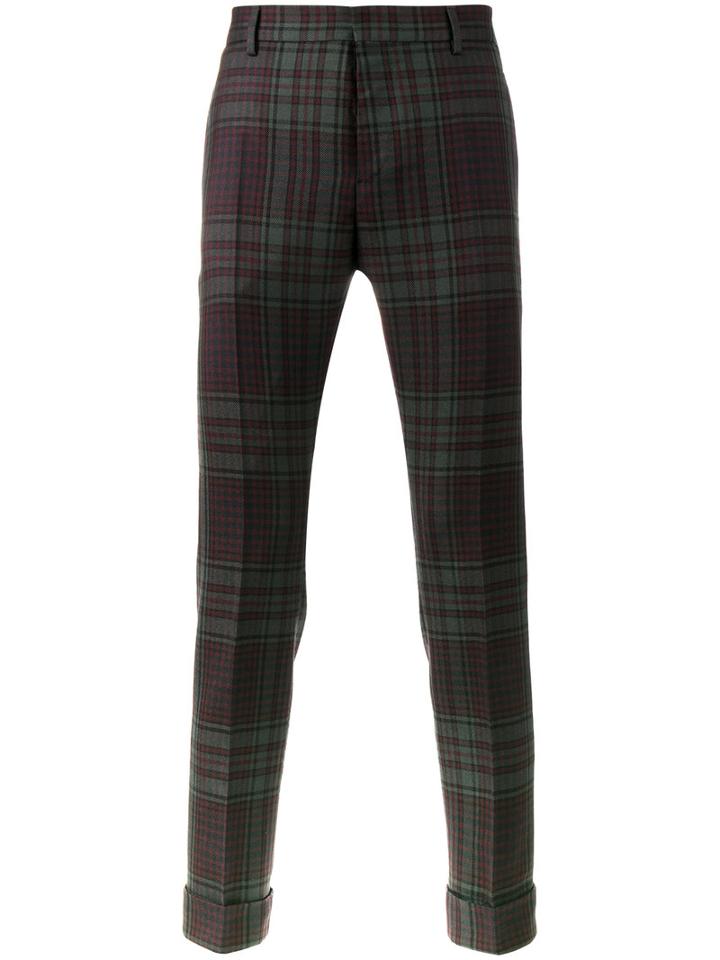 Valentino - Checked Slim-fit Trousers - Men - Cotton/viscose/virgin Wool - 48, Green, Cotton/viscose/virgin Wool