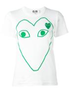 Comme Des Garçons Play Logo Outline Print T-shirt, Women's, Size: Large, White, Cotton