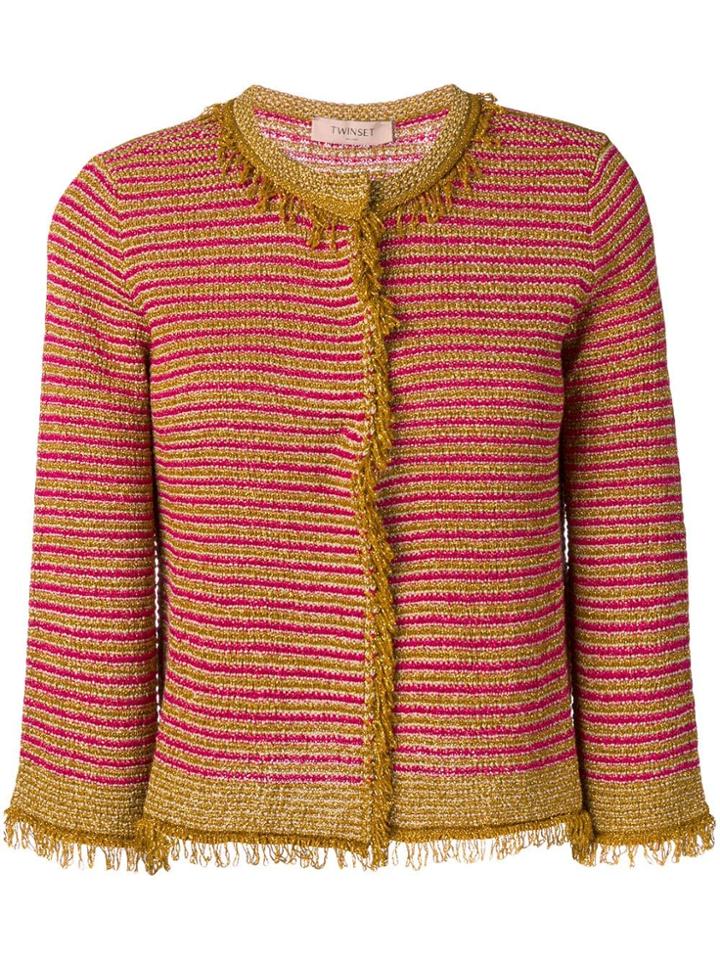Twin-set Striped Cropped Jacket - Pink