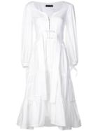 Proenza Schouler L/s Dress W Puff Slv-compact Cotton - White